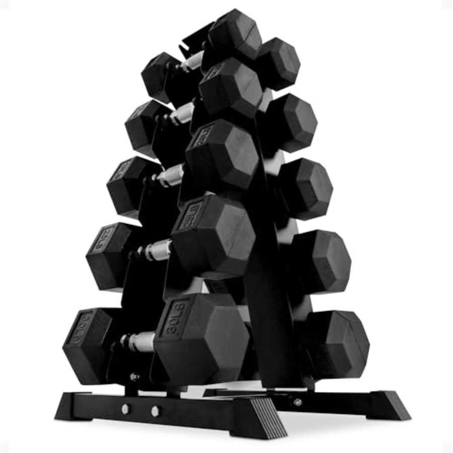 Home Gym Body Solid - Set Dumbbell Hexagonal Berlapis Karet dengan