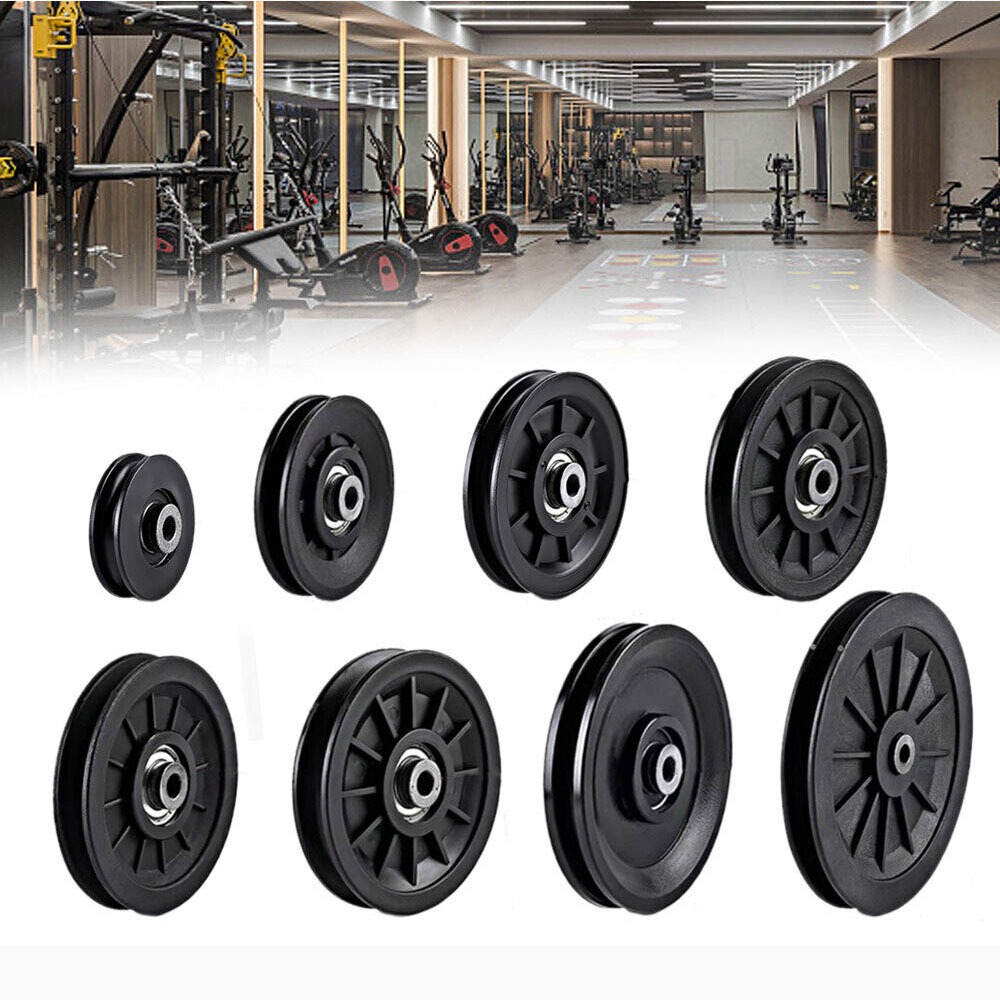 Home Gym Cable Pulley System - Roda Katrol Bantalan Nilon Hitam Kualitas
