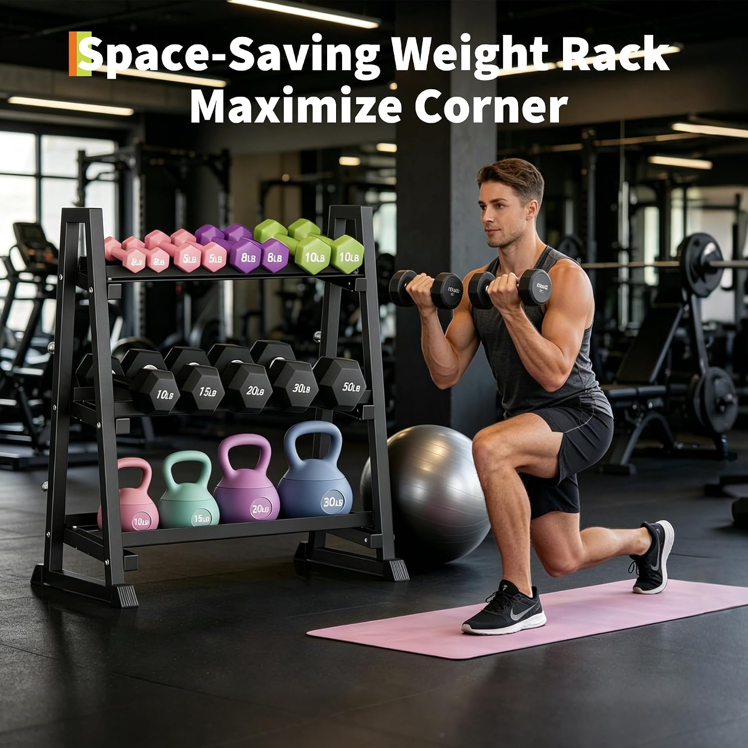 Rak Dumbbell 3-Tingkat Heavy-D - Home Gym Kettlebells ulasan dan harga