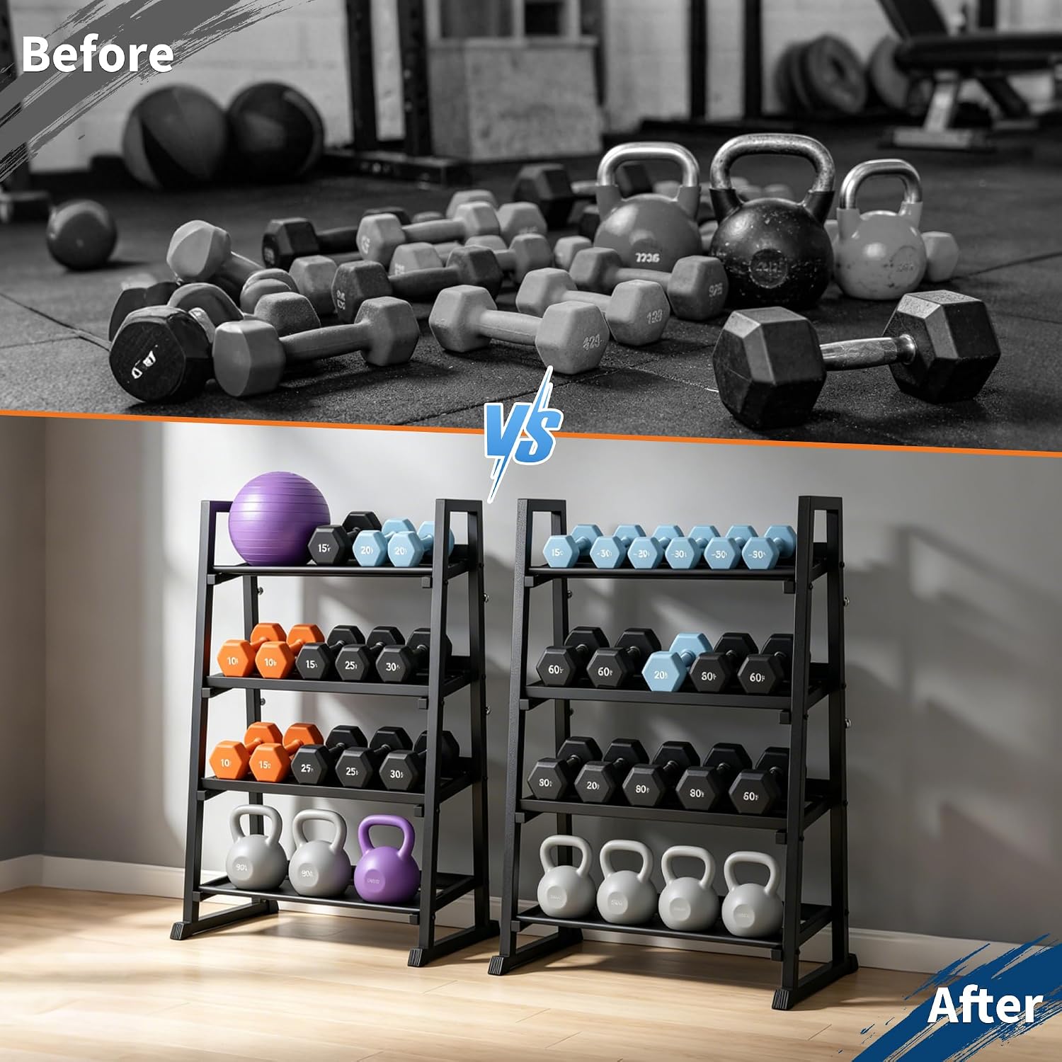 Rak Dumbbell 3-Tingkat Heavy-D - Home Gym Kettlebells ulasan dan harga